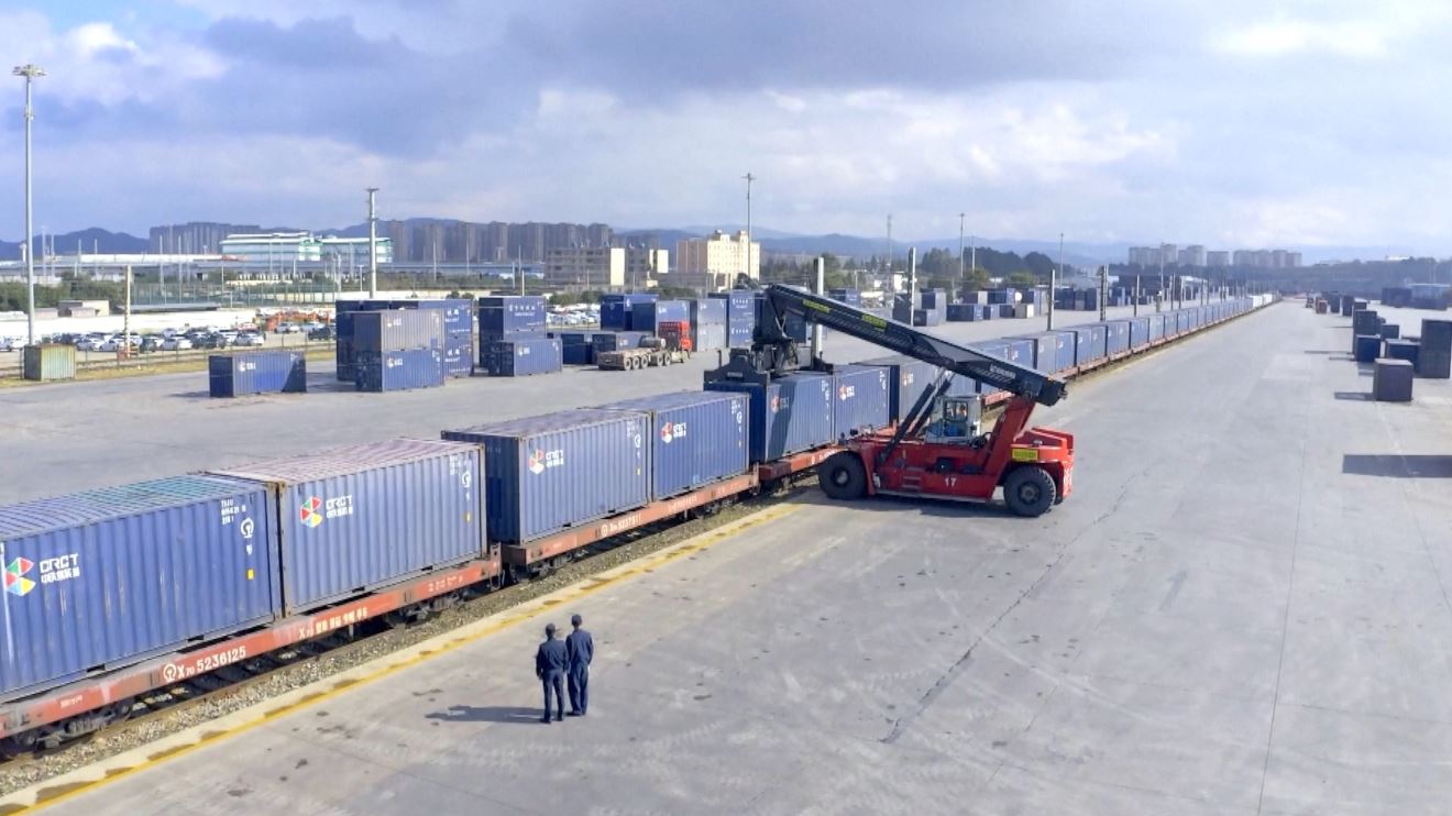 1st China-Laos Railway freight train from China to Lao